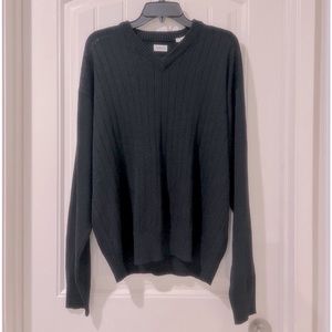 Basco Men’s Pullover V Neck Long Sleeve Black Knitted Sweater Size L